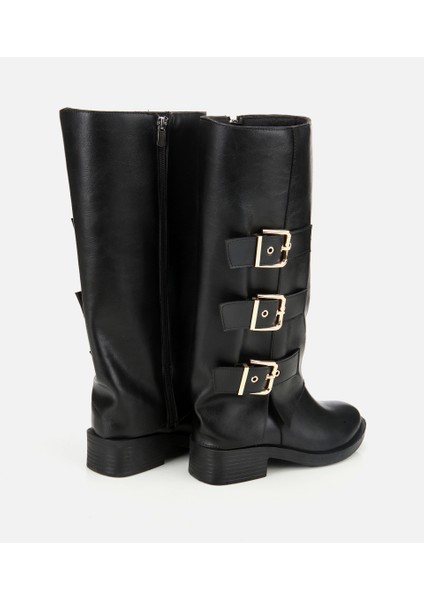 01CIH315130A100 KADIN Siyah Tokalı Düz Çizme fırsatları