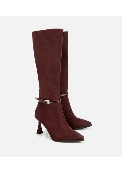 01CIH315200A480 KADIN Süet Kahverengi Tokalı Ince Topuklu Bot fiyatları