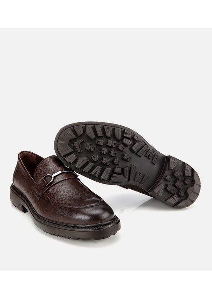 02AYH314000A480 ERKEK Deri Kahverengi Tokalı Günlük Loafer