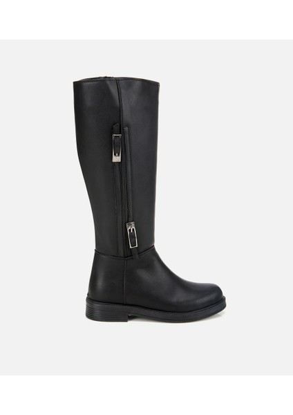 01CIH315140A100 KADIN Siyah Tokalı Düz Çizme