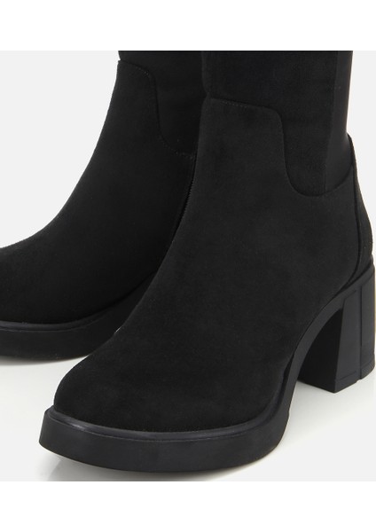 01CIH315160A100 KADIN Süet Siyah Streç Topuklu Çizme modelleri