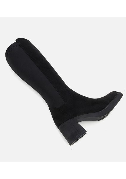 01CIH315160A100 KADIN Süet Siyah Streç Topuklu Çizme