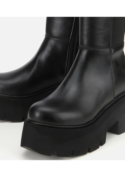 01CIH315180A100 KADIN Siyah Streç Kalın Tabanlı Düz Çizme modelleri