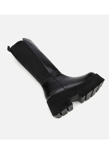 01CIH315180A100 KADIN Siyah Streç Kalın Tabanlı Düz Çizme