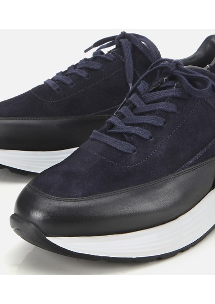 02AYH314070A680 ERKEK Süet Deri Lacivert Kalın Tabanlı Spor Ayakkabı modelleri