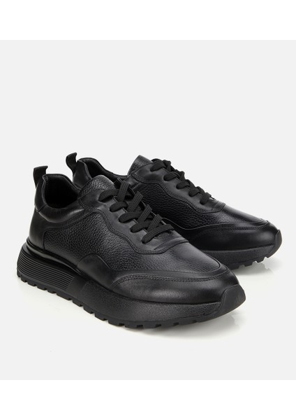 02AYH314160A100 ERKEK Deri Siyah Kalın Tabanlı Spor Ayakkabı fiyatları