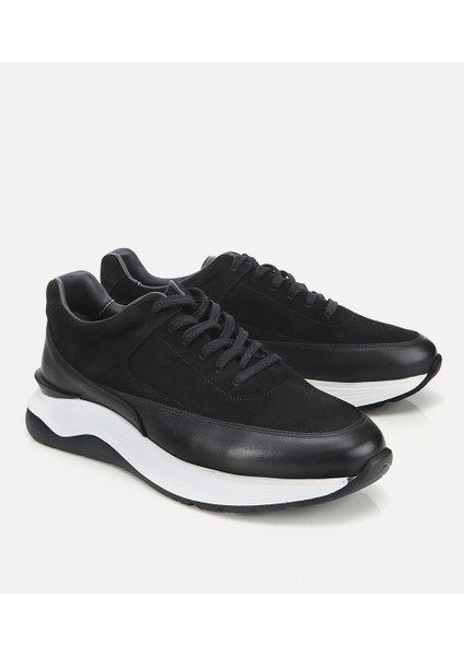 02AYH314070A100 ERKEK Süet Deri Siyah Kalın Tabanlı Spor Ayakkabı fiyatları