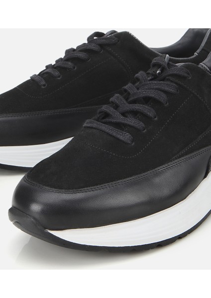 02AYH314070A100 ERKEK Süet Deri Siyah Kalın Tabanlı Spor Ayakkabı modelleri