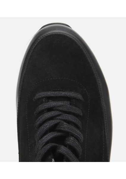 02AYH314070A100 ERKEK Süet Deri Siyah Kalın Tabanlı Spor Ayakkabı indirimleri