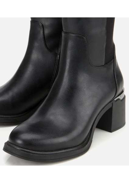 01CIH315150A100 KADIN Siyah Streç Metal Detaylı Topuklu Çizme modelleri