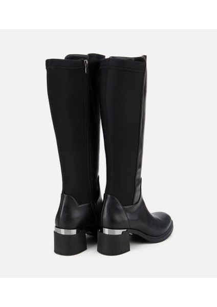 01CIH315150A100 KADIN Siyah Streç Metal Detaylı Topuklu Çizme fırsatları