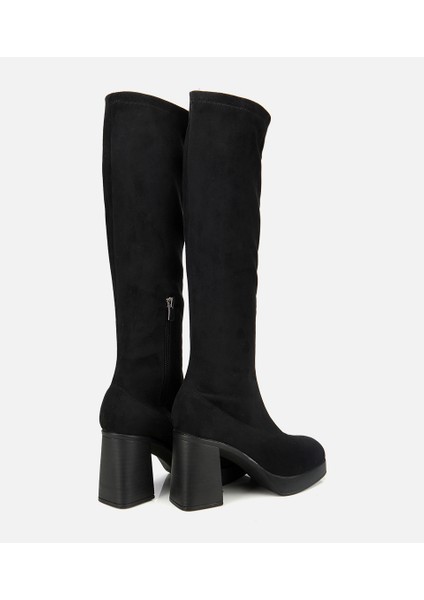 01CIH315190A100 KADIN Siyah Streç Kalın Tabanlı Yüksek Topuklu Çizme fırsatları