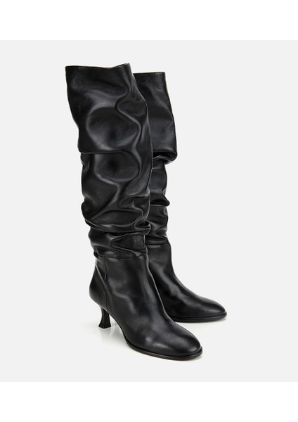 01CIH316620A100 KADIN Deri Siyah Kırışık Ince Topuklu Çizme fiyatları