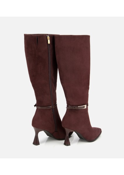 01CIH315200A480 KADIN Süet Kahverengi Tokalı Ince Topuklu Bot fırsatları