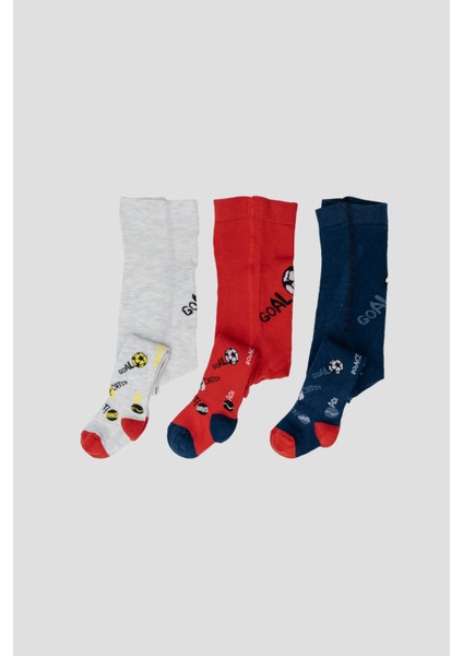 3 Adet Spor Konseptli Pamuklu Erkek Bebek ve Çocuk Külotlu Çorap