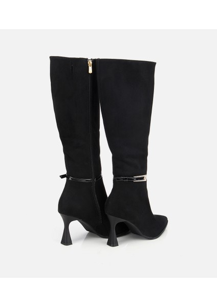 01CIH315200A100 KADIN Süet Siyah Tokalı Ince Topuklu Bot fırsatları
