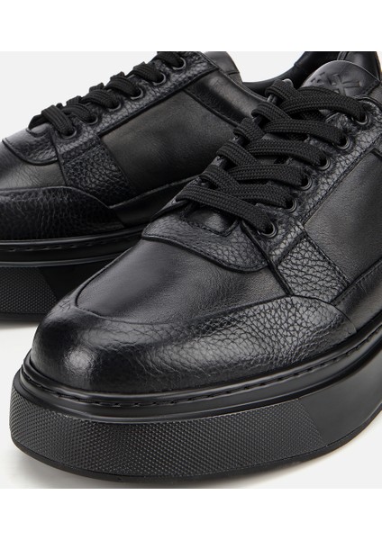02AYH314130A100 ERKEK Deri Siyah Esnek Tabanlı Comfort Spor Ayakkabı modelleri