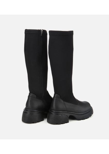 01CIH315170A100 KADIN Siyah Streç Kalın Tabanlı Düz Çizme fırsatları