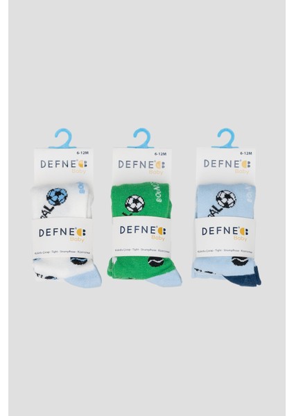 3 Adet Spor Konseptli Pamuklu Erkek Bebek ve Çocuk Külotlu Çorap indirimleri