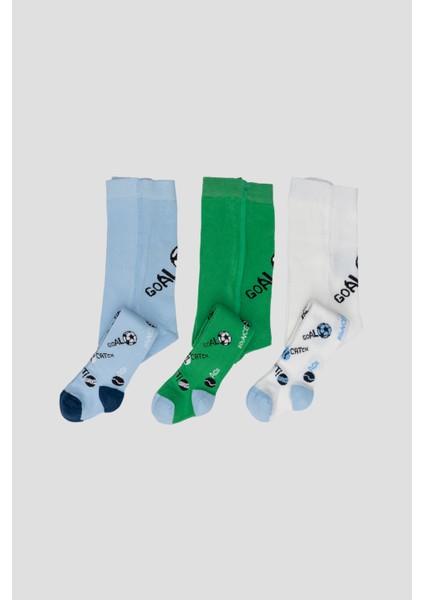 3 Adet Spor Konseptli Pamuklu Erkek Bebek ve Çocuk Külotlu Çorap