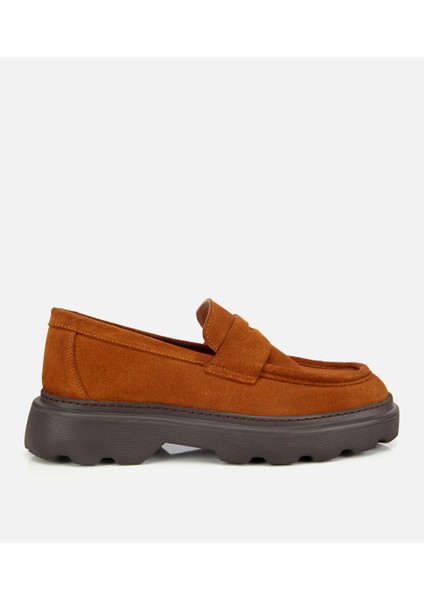 02AYH313930A370 ERKEK Süet Deri Taba Kalın Tabanlı Günlük Loafer