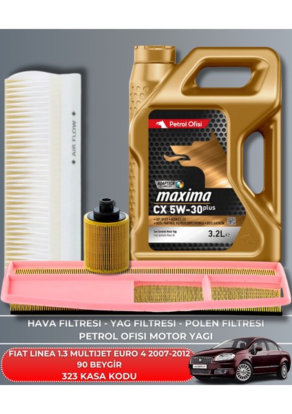Fıat Lınea 1.3 Multıjet Euro 4 2007-2008-2009-2010-2011-2012 90 Beygir Filtre - Yag Bakım Seti