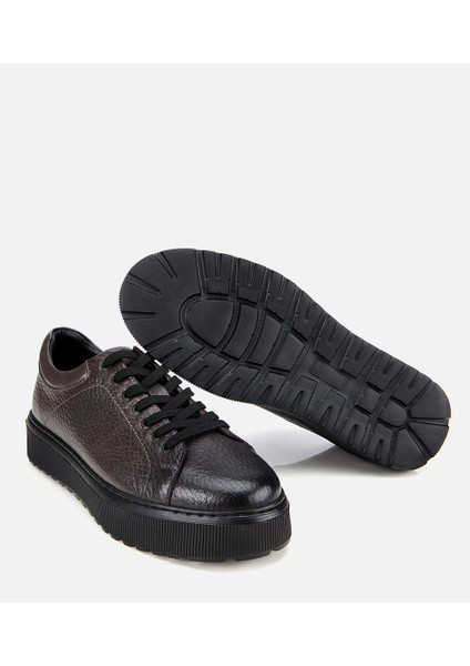 02AYH314110A250 ERKEK Deri Gri Kalın Tabanlı Spor Ayakkabı