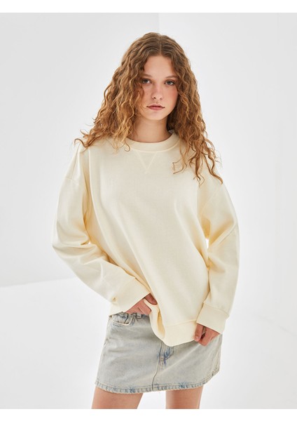 Yeni Sezon Bisiklet Yaka Oversize Kadın Sweatshirt