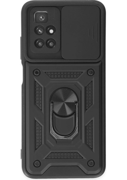 Xiaomi Redmi 10 2022 Kılıf Pars Lens Yüzüklü Silikon - Siyah