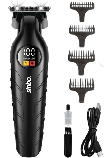 USB Şarjlı - LCD Göstergeli Saç - Sakal Kesme Traş Makinesi Plastik Gövde SHC-1909 (5047)