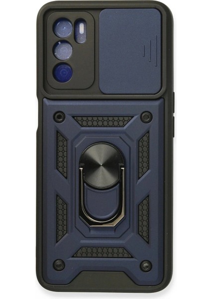 Oppo A16 Kılıf Pars Lens Yüzüklü Silikon - Lacivert