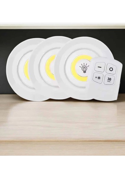 Spot Lamba LED Işık 3'lü Uzaktan Kumandalı Pilli Yapışkanlı Kablosuz fiyatları