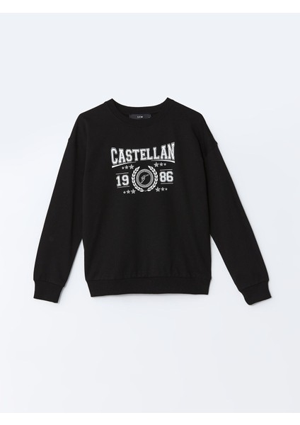 Yeni Sezon Bisiklet Yaka Baskılı Kadın Sweatshirt indirimleri
