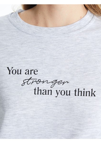 Yeni Sezon Bisiklet Yaka Uzun Kollu Baskılı Kadın Sweatshirt modelleri