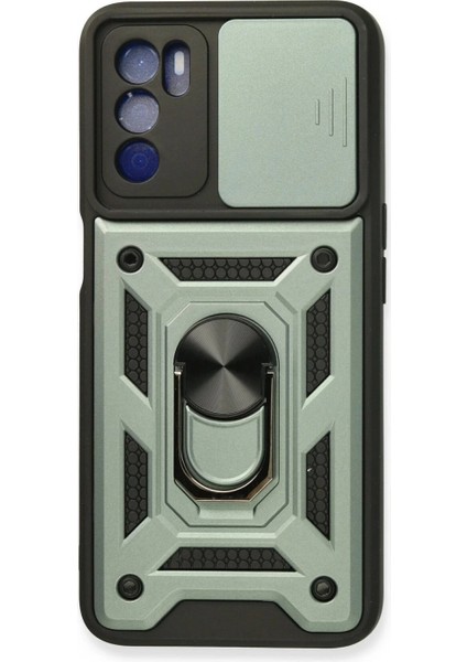 Oppo A16 Kılıf Pars Lens Yüzüklü Silikon - Yeşil