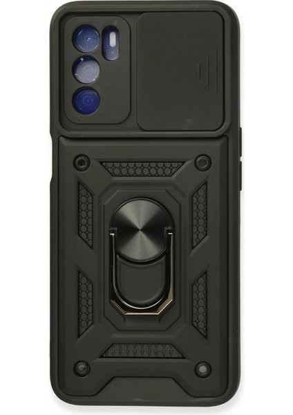 Oppo A16 Kılıf Pars Lens Yüzüklü Silikon - Siyah