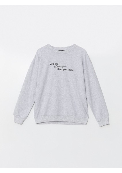 Yeni Sezon Bisiklet Yaka Uzun Kollu Baskılı Kadın Sweatshirt indirimleri