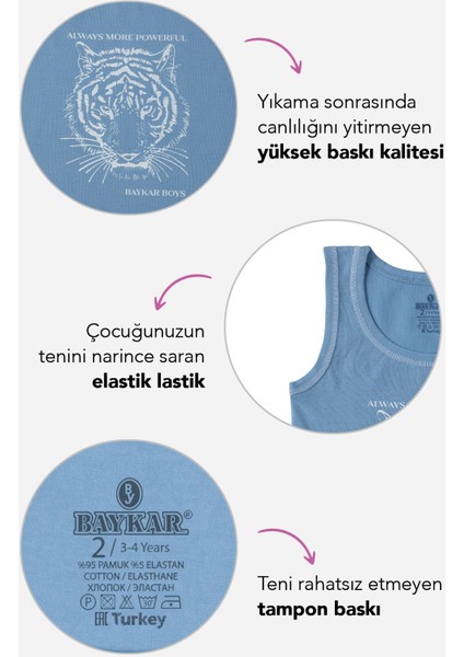 Erkek Çocuk Aslan Baskılı Atlet 3'lü Paket 2106 Gri modelleri