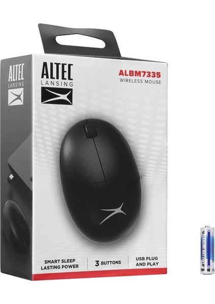 ALBM7335 Siyah 2.4GHz USB 1200DPI Alkalin Pilli Kablosuz Mouse