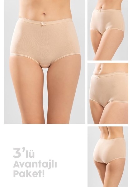 Kadın Düz Bato Külot 3'lü Set 8806 Ten Rengi