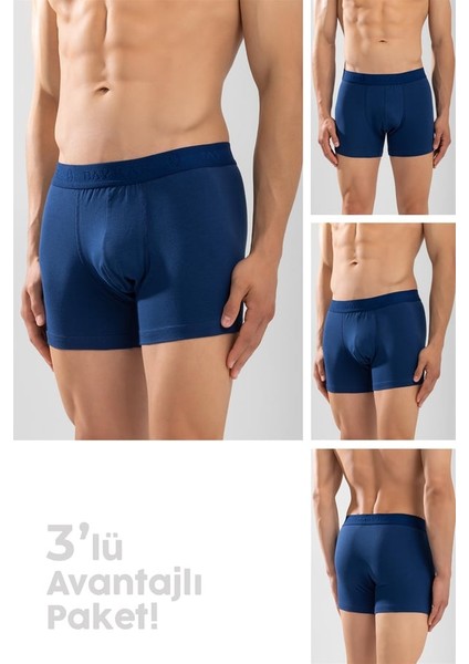 Erkek Compact Düz Boxer 3'lü Set 1110 Lacivert