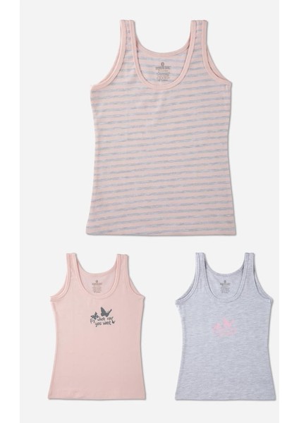 Kız Çocuk Kalın Askılı Atlet 3'lü Paket 4418