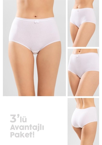 Kadın Düz Bato Külot 3'lü Set 8806 Beyaz