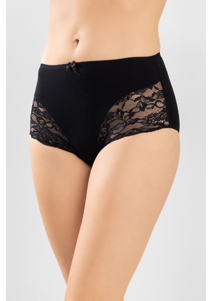 Kadın Yüksek Bel Yanları Güpürlü Külot 3'lü Set 8924 Siyah modelleri