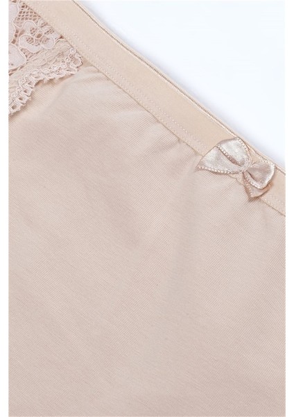 Kadın Yanları Dantel Bato Külot 3'lü Set 8872 Ten Rengi