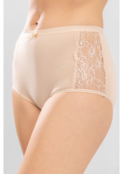 Kadın Yanları Dantel Bato Külot 3'lü Set 8872 Ten Rengi