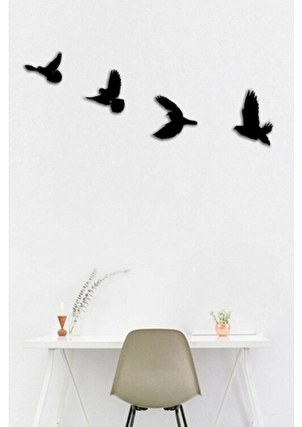 Modern Dörtlü Kuş Duvar Süsü Ahşap MDF Malzeme Şık Tasarım 3 mm Kalınlık fiyatları