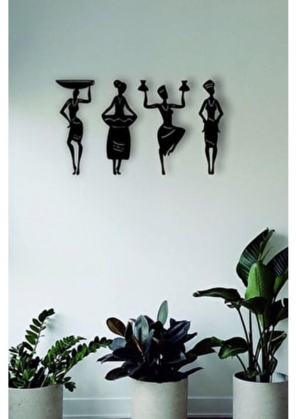 Afrikalı Kadınlar Ahşap Duvar Dekoru Lazer Kesim Siyah MDF 3 mm Modern Tasarım indirimleri