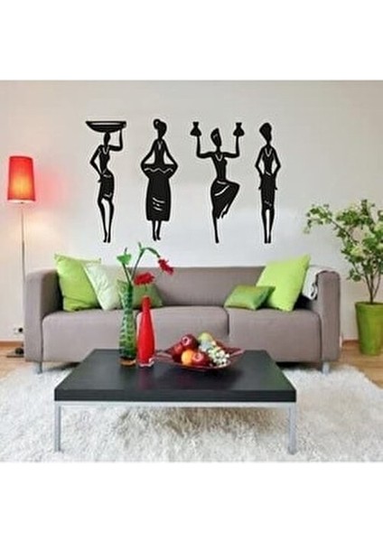 Afrikalı Kadınlar Ahşap Duvar Dekoru Lazer Kesim Siyah MDF 3 mm Modern Tasarım