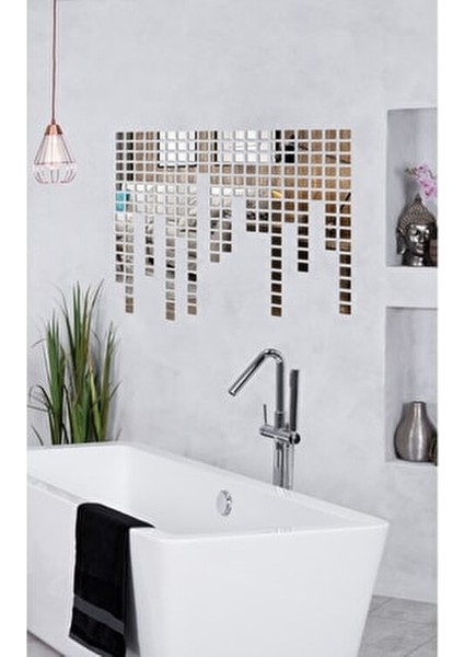 Gümüş Mozaik Duvar Dekoru 200 Adet Kendiliğinden Yapışkanlı 3x3 cm
